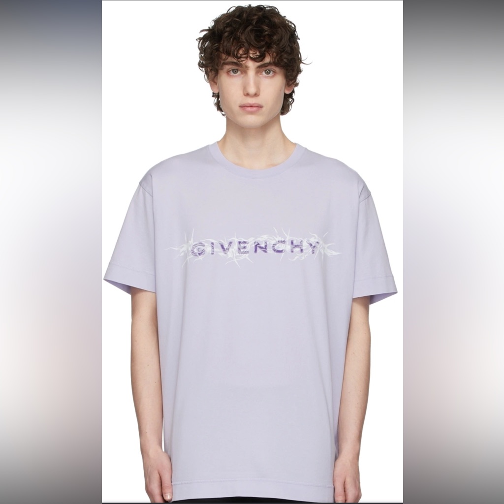 Givenchy Lilac Barbed Wire Flocked Logo T-Shirt N277-4